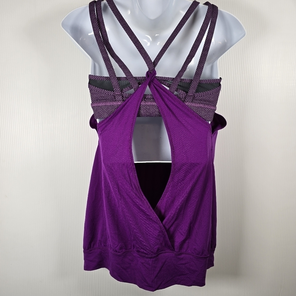 Lululemon Womens Double Layered Tank Top In Bright Purple &Sports Bra Size 8 - Picture 2 of 10